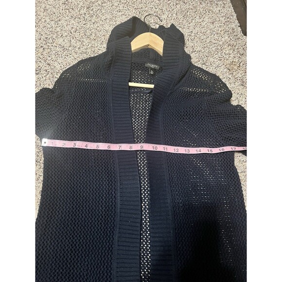 Talbots Cardigan Sweater Blue Hoodie Cotton Open Front Long Pockets size PMedium - Picture 7 of 7